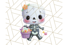 Kawaii Halloween Clipart Cute Kids and Candy Elements Png Product Image 4