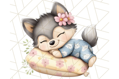 Sleeping Baby Animals PNG, Cozy Pajama Bedtime Clipart Png Product Image 4