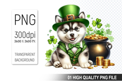 St. Patrick’s Dog with Hat Clipart, Sublimation PNG Product Image 1
