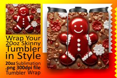 Winter Magic: 3D Gingerbread Man Tumbler Wrap Design Product Image 1