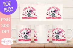 Trick or treat mug wrap sublimation PNG, Pink Halloween mug Product Image 3