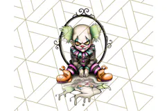 Creepy Clown Halloween PNG Clipart, Spooky Circus Art Product Image 4