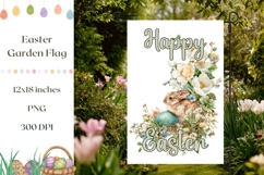 Happy Easter Garden Flag, Easter Eggs PNG, Bunny PNG Product Image 1