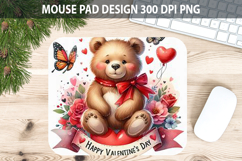 Watercolor Bear Mouse Pad Sublimation - Valentines PNG Product Image 1
