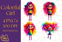 Cute Girl Clipart PNG, Playful Character Illustration Product Image 1