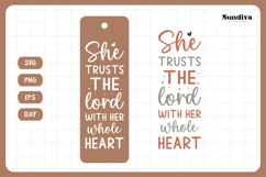 Christian Bookmark Saying SVG | She Trusts the Lord Product Image 3