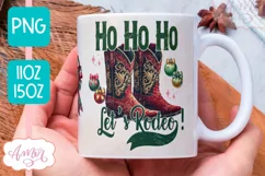 Ho Ho Ho mug wrap PNG, Western Christmas coffee mug PNG Product Image 2
