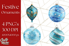 Christmas Ornaments Clipart PNG, Realistic Holiday Ornaments Product Image 1