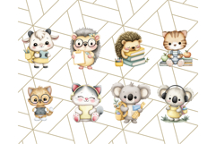 Cute Back to School Animals PNG Clipart with Books &amp; Bags Product Image 4