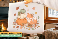 Autumn Clipart Design,Fox, Bear, Hedgehog &amp; Squirrel PNG SVG Product Image 2
