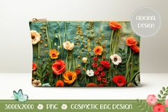 Knitted Flowers Cosmetic Bag, Floral Cosmetic Bag Design Product Image 1