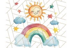 Watercolor Dinosaur and Rainbow PNG Clipart, Baby Nursery Product Image 4