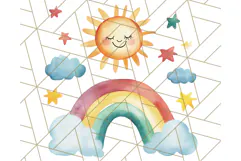Watercolor Dinosaur and Rainbow PNG Clipart, Baby Nursery Product Image 4