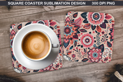 Flowers Coaster Sublimation, Spring Coaster PNG Design Product Image 1