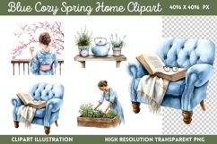 Blue Cozy Spring Home Clipart PNG Product Image 1