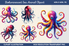 Bioluminescent Sea Animal Clipart Bundle PNG Product Image 2
