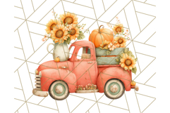 Vintage Truck Pumpkin and Fall Flowers PNG Clipart, Autumn Product Image 4