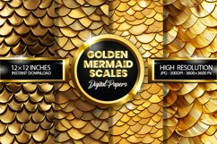 Golden Mermaid Scales Digital Papers - 04 Variations Product Image 1