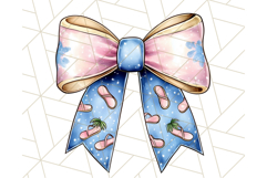 Watercolor Summer Bow Clipart PNG, Coquette Bright Bow Png Product Image 4