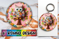 Vibrant Owl 3D Sublimation Design: Enchanting Art Round Product Image 1