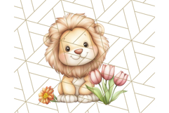 Cute Animals with Tulips PNG, Spring Flower Clipart Download Product Image 4