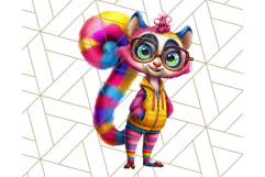 Funky Safari Animals PNG Clipart With Rainbow Hair, Cute Png Product Image 4