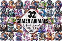 Gamer Animals Clipart Bundle PNG Product Image 1