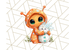 Alien Christmas Clipart, Cute Outer Space Holiday PNG Product Image 4