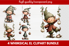 Whimsical Elf Clipart | Cute Christmas Elf PNG Illustration Product Image 1