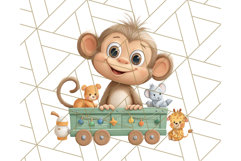 Zoo Monkeys Clipart, Cute Cartoon Jungle Monkeys PNG Product Image 4