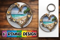 Scenic Serenade: Wooden Heart Keychain PNG Product Image 1