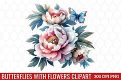 Butterflies With Flowers Clipart Product Image 1
