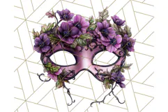 Vintage Garden Masquerade Floral Eye Mask PNG Clipart Product Image 4