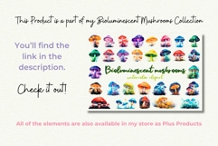 Bioluminescent Glowing Mushrooms Clipart Witchy PNG Product Image 2