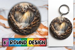 PNG Round Design Winter Scene 3D Heart Frame Sublimation Product Image 1