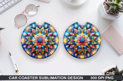 Flowers Car Coaster Sublimation| Christmas Coaster PNG Product Image 1