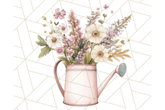 Watering Can Flowers PNG, Rustic Floral Watercolor Clipart Product Image 5