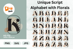 Unique Script Alphabet with Florals Monogram Product Image 1