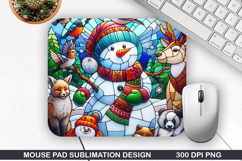 Snowman Mouse Pad Sublimation, Christmas Mouse Pad PNG Product Image 1
