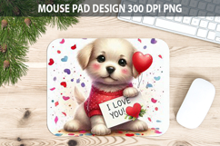 Watercolor Dog Mouse Pad Sublimation - Valentines Png Product Image 1