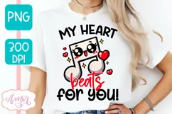 My heart beats for you PNG, Valentines day sublimation PNG Product Image 3
