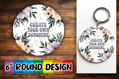 Blissful Round Coasters for Gifts, Flower Quote Product Image 1