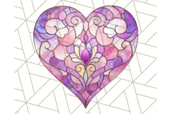 Stained Glass Heart PNG Clipart in Pastel and Bright Colors Product Image 4