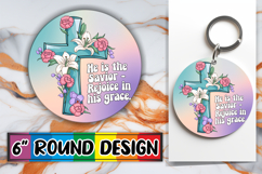 Unique Round Keychain Sublimation, Cross Product Image 1