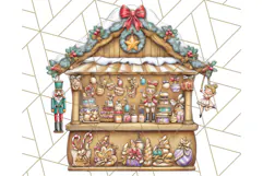Cozy Christmas Market Stall Clipart PNG, Holiday Art Png Product Image 4