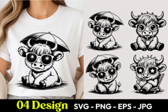 Cute Highland Cow Beach Summer T Shirt Design SVG Product Image 1