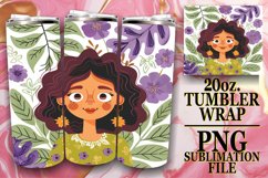 Watercolor Portrait Tumbler Wrap with Flowers 20oz Product Image 1