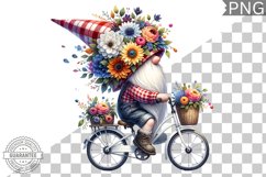 Floral Crown Gnome Rides A Bike Sublimation Clipart Design Product Image 1