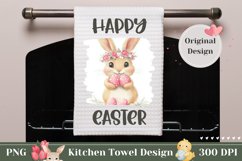 Happy Easter Towel Template, Cartoon Easter Bunny PNG Product Image 1