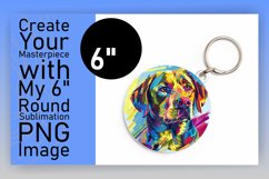 Expressive Abstract Dog Round Design Keychain Art Product Image 1